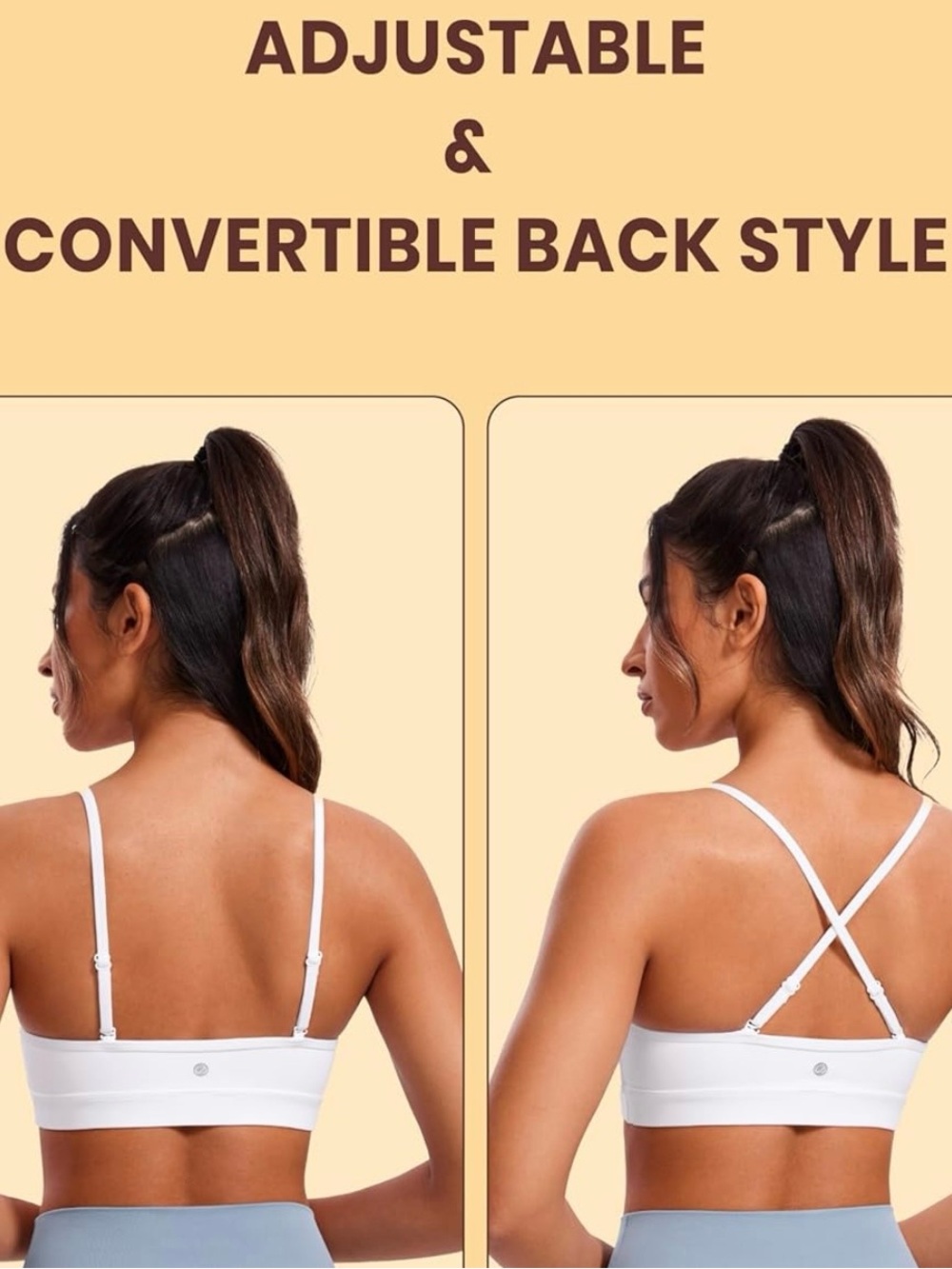 CRZ YOGA Black and White Butterluxe V-Neck Sports Bras - Set of 2 - Picture 9 of 10
